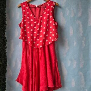 Vintage American Women's Red and Pink Dress